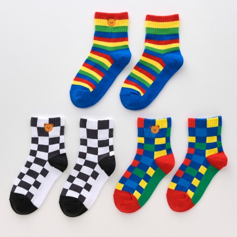 キッズ　3足組クルーソックス(15～20cm・ｗiggle ｗiggle）