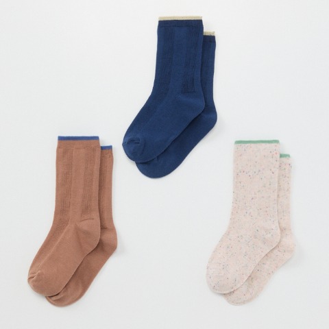 キッズ　３足組クルーソックス（15～20cm &mignon）
