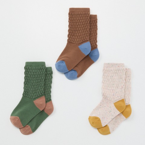 キッズ　３足組クルーソックス（15～20cm &mignon）