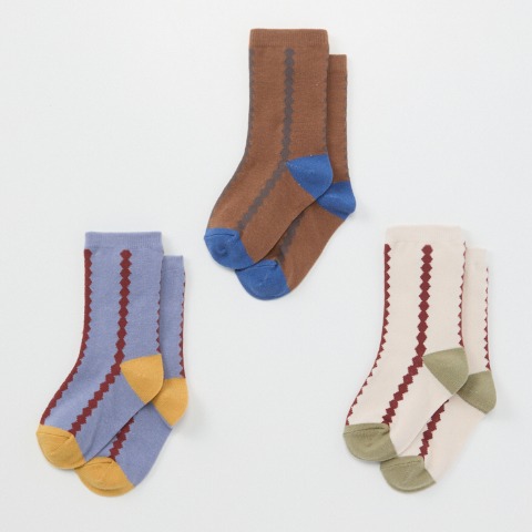 キッズ　３足組クルーソックス（15～20cm &mignon）