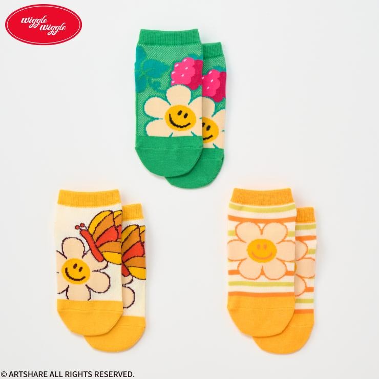 キッズ 3足組スニーカーインソックス(15～20cm・wiggle wiggle