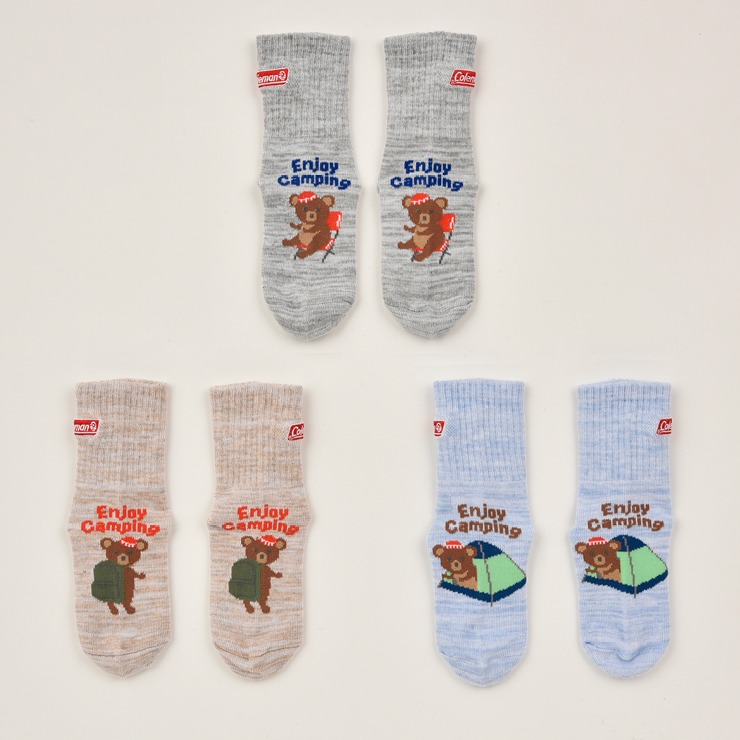 キッズ 3足組クルーソックス（15～20・19～24cm Coleman