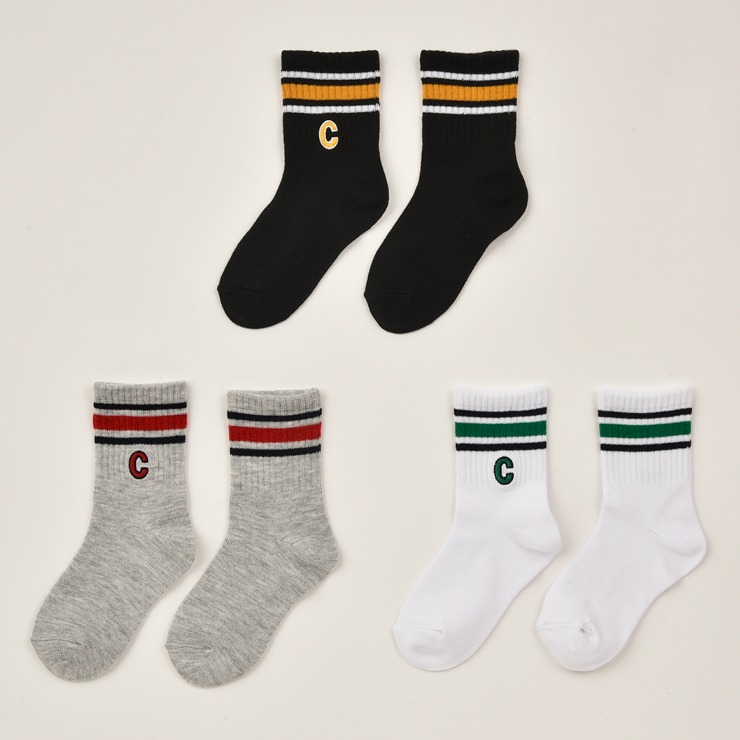 キッズ 3足組クルーソックス（15～20・19～24cm Coleman