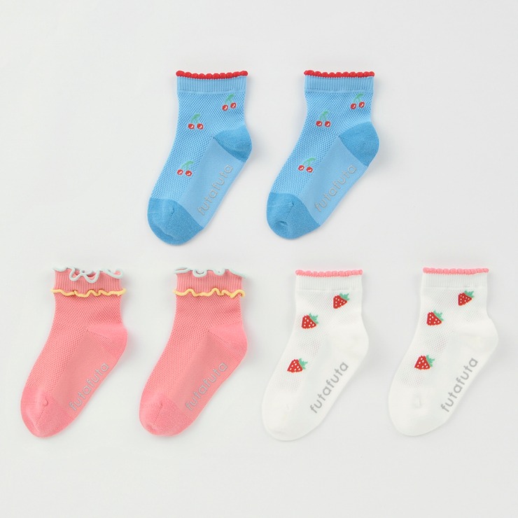 キッズ 3足組ショートクルーソックス（15～20cm futafuta
