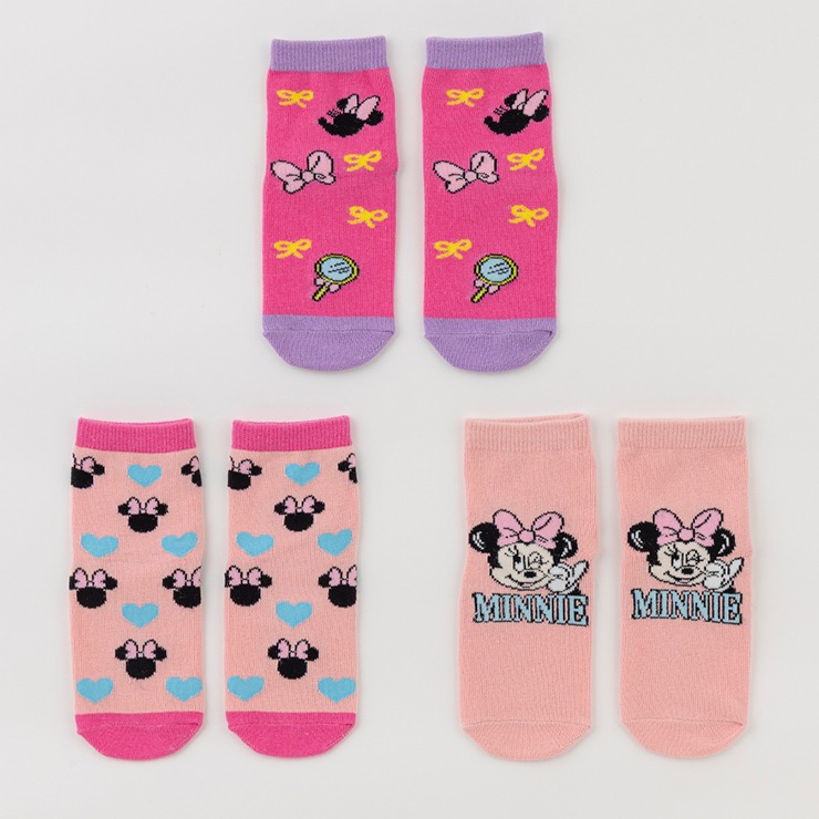 ス*ラ様 チェリーベリーバニー　いちごリボン柄ピンクソックス　2足セット キッズ 3足組ソックス（15～20cm Disney/leap） | バースデイ