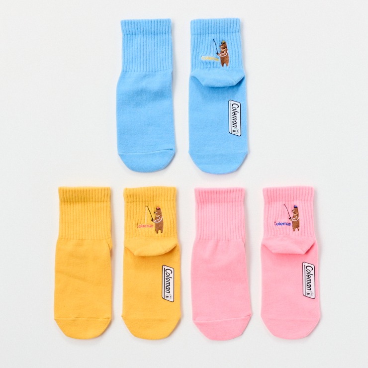 キッズ 3足組クルーソックス（15～20・19～24cm Coleman/saecam