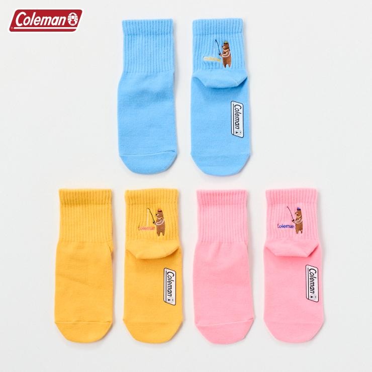 キッズ 3足組クルーソックス（15～20・19～24cm Coleman/saecam