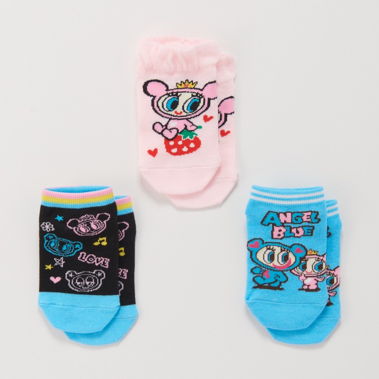 ジュニア 3足組スニーカーインソックス（19-24cm エンジェルブルー
