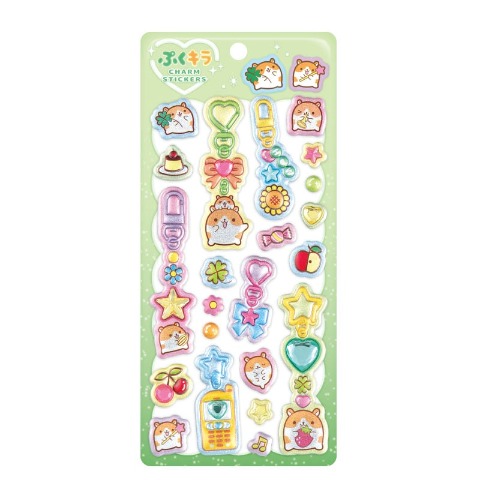 ぷくキラチャームステッカー はむちゃんずわーるど