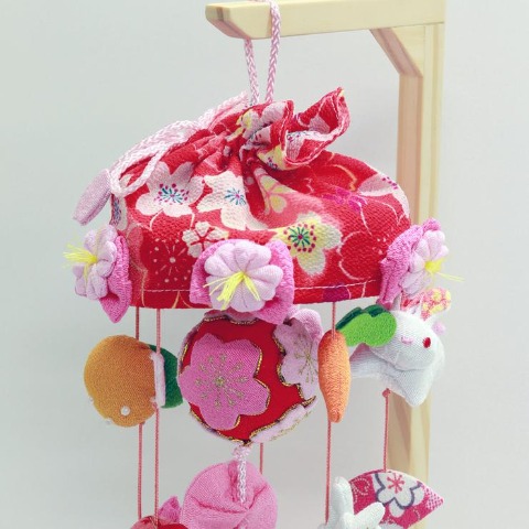 吊るし飾り　桜うさぎ　木目