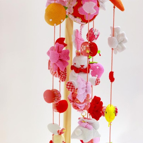 吊るし飾り　桜うさぎ　木目