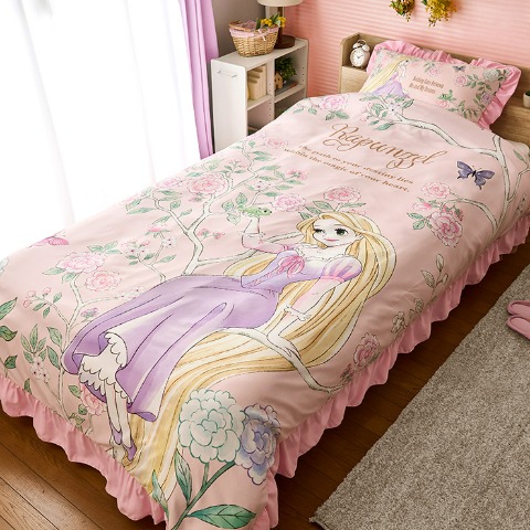 カバーリング2点セット（ラプンツェル）まくらカバー+かけ布団カバー