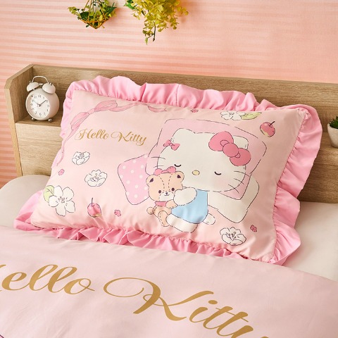 カバーリング2点セット（ハローキティ）まくらカバー+かけ布団カバー