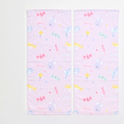 2枚組フェイスタオル　34㎝×80㎝（めりあんず）