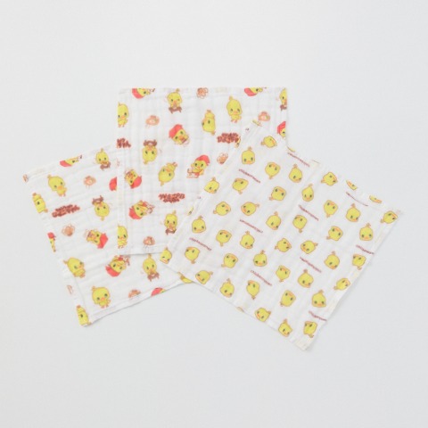 3枚組ガーゼハンカチ（24㎝×24㎝）　チキンラーメン