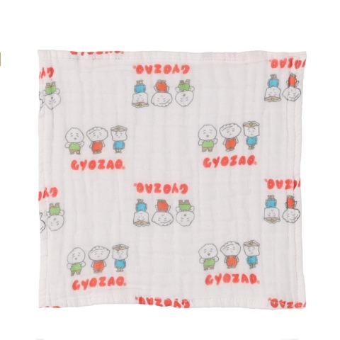 3枚組6層ガーゼハンカチ　ぎょざお　（24㎝×24㎝）