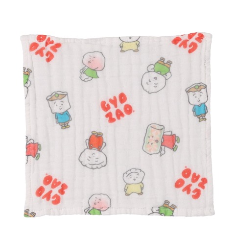 3枚組6層ガーゼハンカチ　ぎょざお　（24㎝×24㎝）