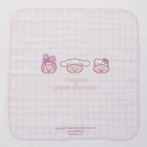 ガーゼハンカチ（30㎝×30㎝）　おおのたろう×サンリオキャラクターズ