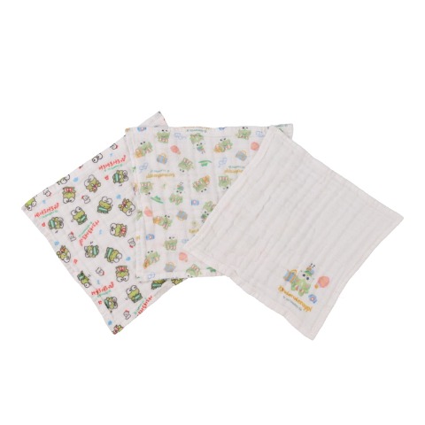 3枚組ガーゼハンカチ（24㎝×24㎝）　　けろけろけろっぴ