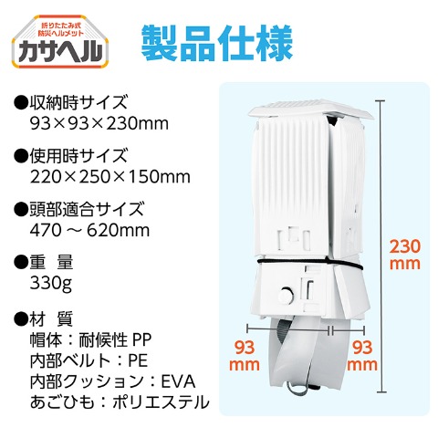 折りたたみ防災ヘルメットカサヘル