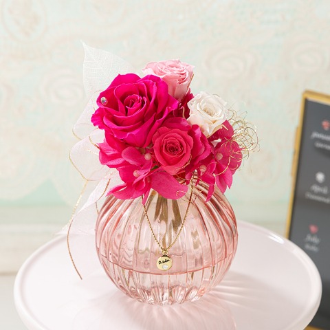 プリザーブドフラワー誕生日ブーケ　10月トルマリン