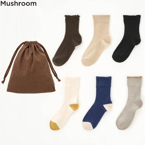 レディース　ハッピーバッグ　Mushroom靴下6点セット