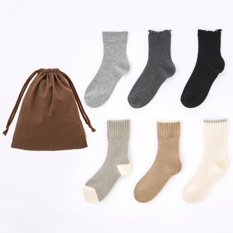 レディース　ハッピーバッグ　Mushroom靴下6点セット