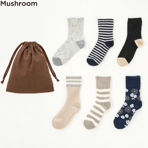 レディース　ハッピーバッグ　Mushroom靴下6点セット