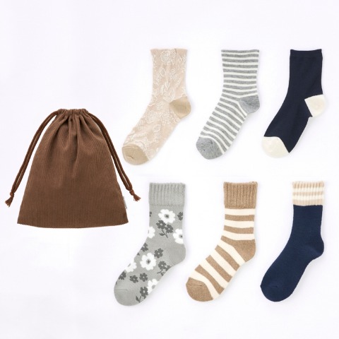 レディース　ハッピーバッグ　Mushroom靴下6点セット