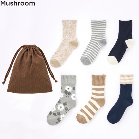 レディース　ハッピーバッグ　Mushroom靴下6点セット