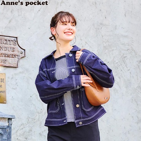 レディース　リブボーダー長袖Tシャツ (Anne's Pocket)