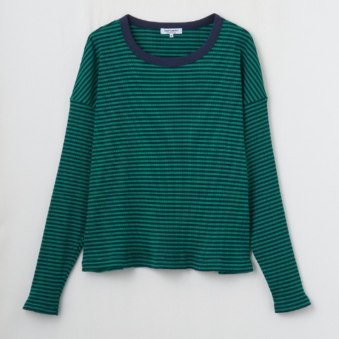 レディース　リブボーダー長袖Tシャツ (Anne's Pocket)