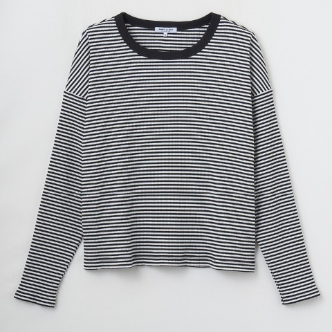 レディース　リブボーダー長袖Tシャツ (Anne's Pocket)