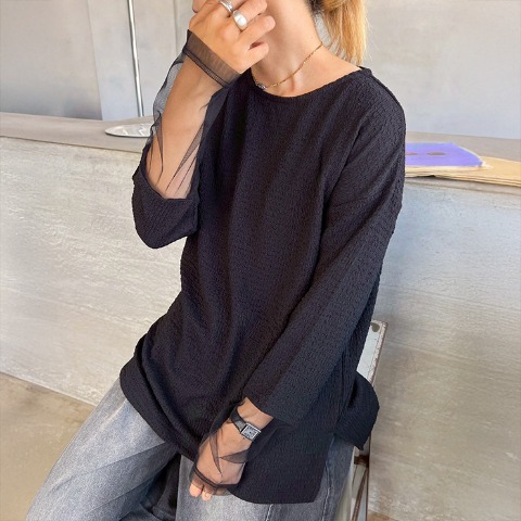 レディース　チュール切替プルオーバー（IKUMI)