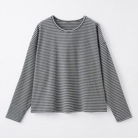 レディース　リブボーダーロングＴシャツ(Anne's Pocket)