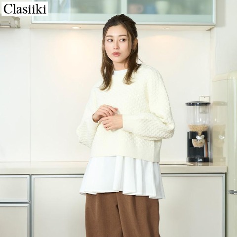 レディース　裾ペプラムプルオーバー（Clasiiki） オフホワイト 311