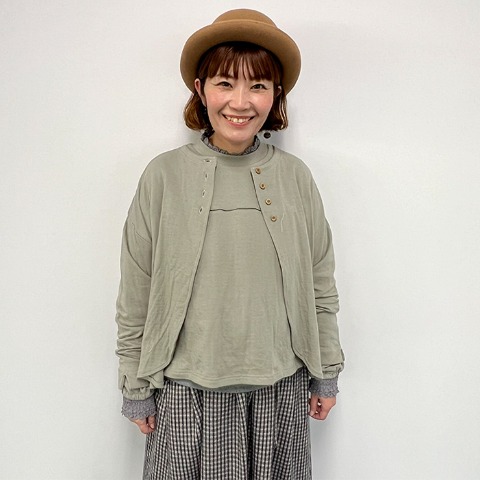 レディース　ダブルガーゼカーディガン（Mushroom）