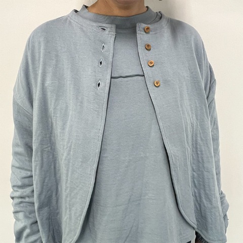 レディース　ダブルガーゼカーディガン（Mushroom）