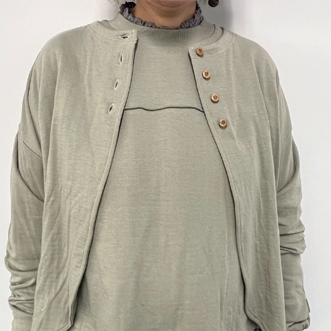 レディース　ダブルガーゼカーディガン（Mushroom）