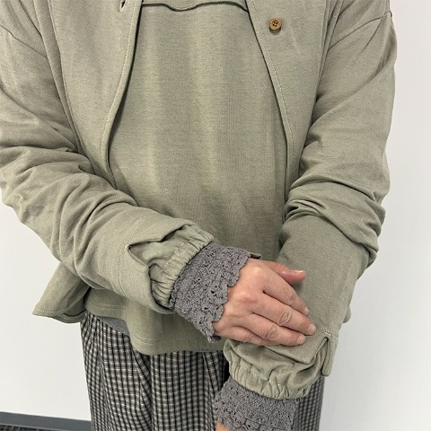 レディース　ダブルガーゼカーディガン（Mushroom）