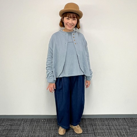 レディース　ダブルガーゼカーディガン（Mushroom）