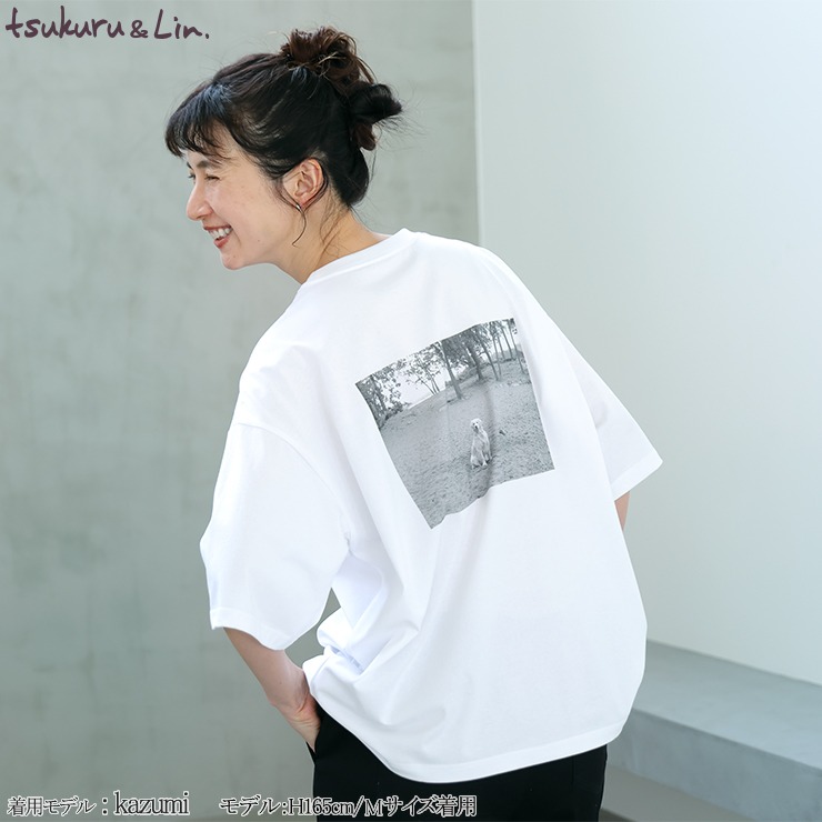 レディース ベーシックワイドフォトTシャツ（かくたみほ×tsukuru&Lin