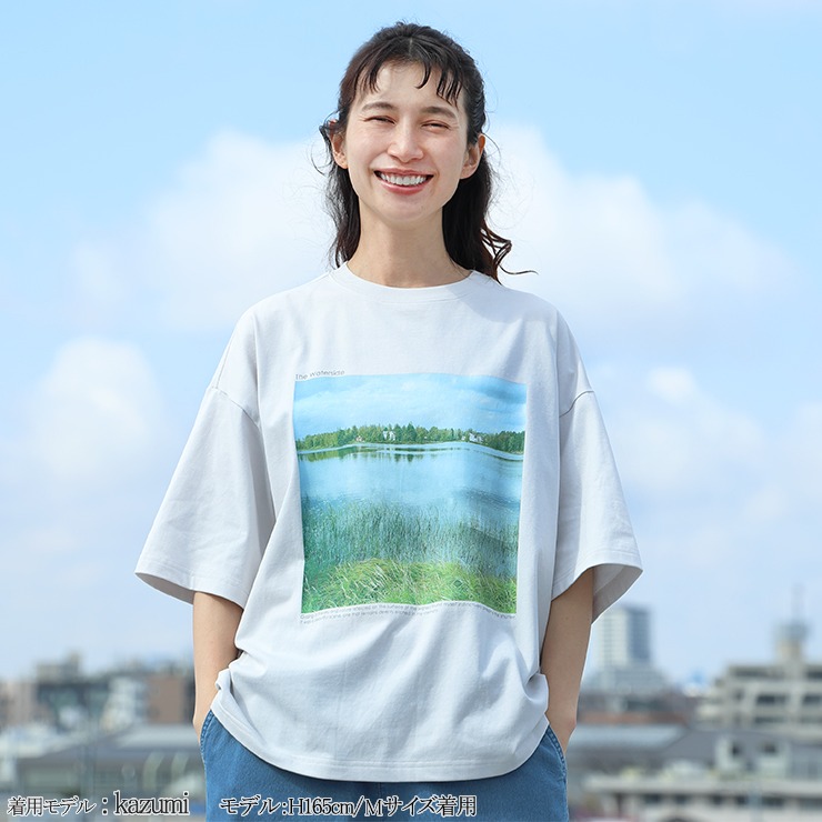 レディース ベーシックワイドフォトTシャツ（かくたみほ×tsukuru&Lin