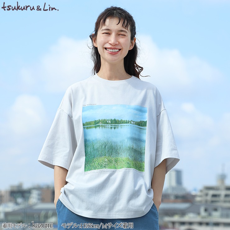 CLAIR DE LUNE Tシャツ レディース ベーシックワイドフォトTシャツ（かくたみほ×tsukuru&Lin