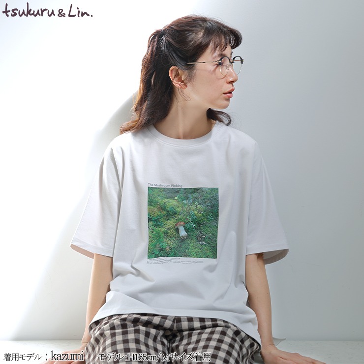 レディース ドルマンフォトTシャツ（かくたみほ×tsukuru&Lin