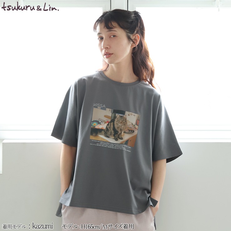 レディース ドルマンフォトTシャツ（かくたみほ×tsukuru&Lin