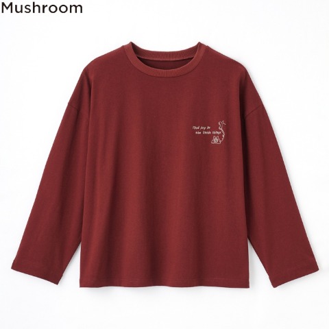 レディース　刺しゅうTシャツ（Mushroom)