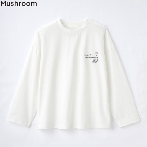 レディース　刺しゅうTシャツ（Mushroom)