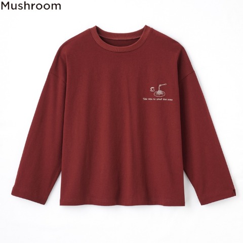 レディース　刺しゅうTシャツ（Mushroom)