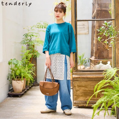 レディース ニットプルオーバー+裾レースタンクトップセット(tenderly)